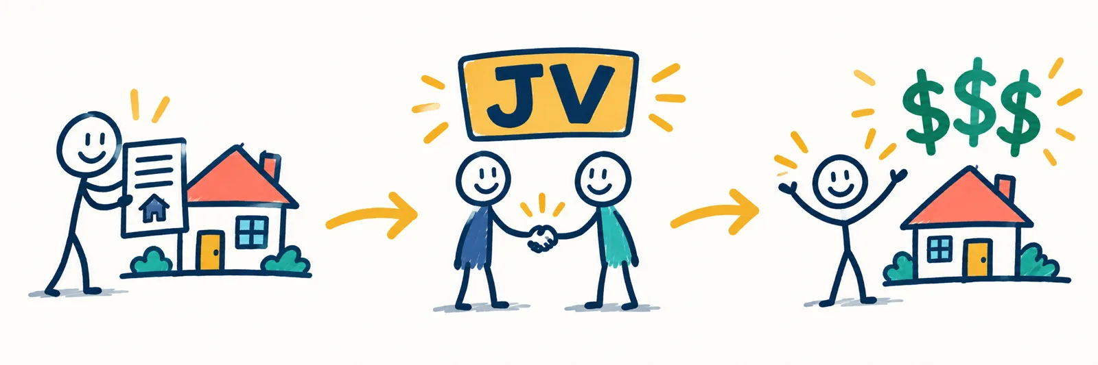 You get a property contract, form a JV with the disposition team, and everyone celebrates getting paid after the team finds an end buyer.